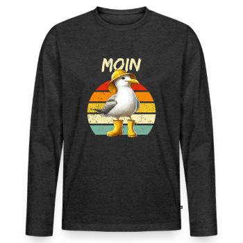 Hamburg Moin Möwe Nordsee Nordseeküste Lustig Cool - Männer Premium Bio Langarmshirt - Anthrazit meliert - Vorne - Nico (187cm)
