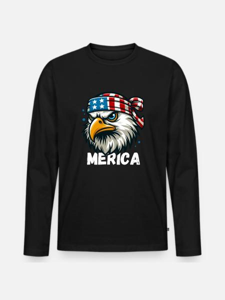 America Eagle USA Independence Day United States - Premium økologisk langærmet T-shirt til mænd - sort