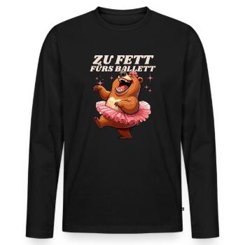 Bear Ballet Ballet Skirt Funny Self-Irony - Men's Premium Organic Long Sleeve Shirt - black - Front - Nico (187cm)