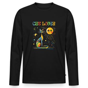 Katze Cat Lover Miró Kunst Künstler Katzendame - Männer Premium Bio Langarmshirt - Schwarz - Vorne - Nico (187cm)