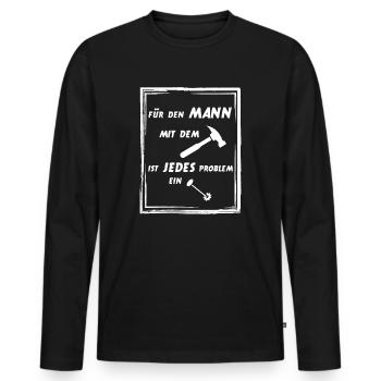 Artisan Marteau Outil Hommes Fête des Pères Drôle - T-shirt manches longues Premium bio Homme - noir - Devant - Nico (187cm)