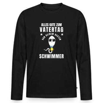 Vatertag Vater Papa Sohn Tochter Geburt Lustig - Männer Premium Bio Langarmshirt - Schwarz - Vorne - Nico (187cm)