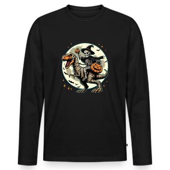 Halloween Bone Man Skeleton Dino Witch Pumpkin - Men's Premium Organic Long Sleeve Shirt - black - Front - Nico (187cm)