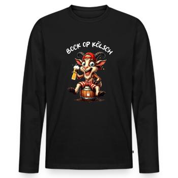 Carnaval Cologne Kölsch Bock Kölle Alaaf Dom Lustig - T-shirt manches longues Premium bio Homme - noir - Devant - Nico (187cm)