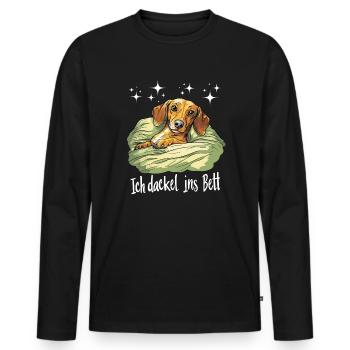 Dachshund Dog Sleep Outfit Dachshund Friend Bed Funny - Men's Premium Organic Long Sleeve Shirt - black - Front - Nico (187cm)