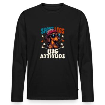 Dog Dachshund Paw Print Beanie Dachshund Friend Wau - Men's Premium Organic Long Sleeve Shirt - black - Front - Nico (187cm)