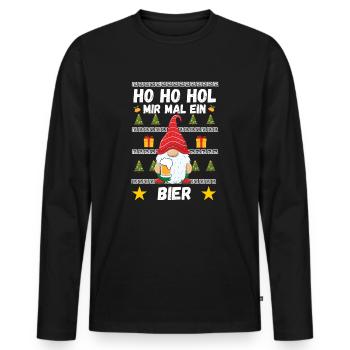 Noël Bière Gnome Marché de Noël Drôle - T-shirt manches longues Premium bio Homme - noir - Devant - Nico (187cm)