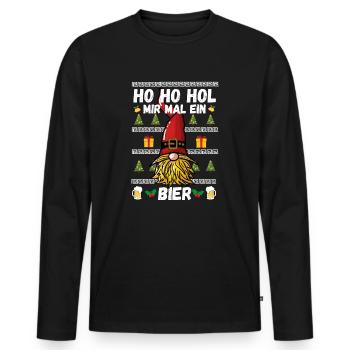 Beer Gnome Christmas Christmas Party Hohoho - Men's Premium Organic Long Sleeve Shirt - black - Front - Nico (187cm)