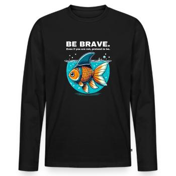 Mut Mut Machen Goldfisch Hai Motivation Stark Sein - Männer Premium Bio Langarmshirt - Schwarz - Vorne - Nico (187cm)
