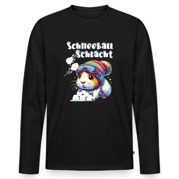 cochon d’Inde bataille de boules de neige Hiver Ski Fun - T-shirt manches longues Premium bio Homme - noir - Devant - Nico (187cm)