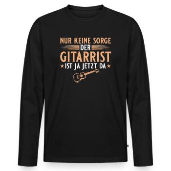 Gitarre Musiker ist ja jetzt da - Gitarrist - Männer Premium Bio Langarmshirt - Schwarz - Vorne - Nico (187cm)