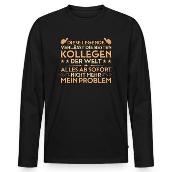 Rente Abschied Geschenk Kollege Rentner - Männer Premium Bio Langarmshirt - Schwarz - Vorne - Nico (187cm)