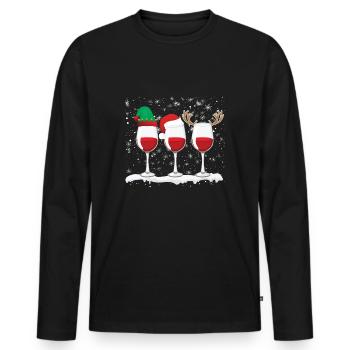 Weihnachten Weine Christmas Wines - Männer Premium Bio Langarmshirt - Schwarz - Vorne - Nico (187cm)