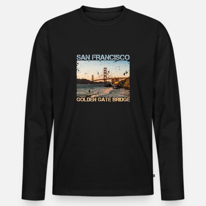 San Francisco - Männer Premium Bio Langarmshirt - Schwarz
