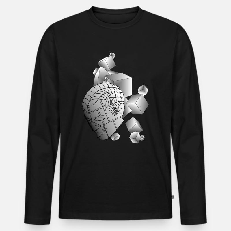 Roboter mit Würfel hellgrau - Männer Premium Bio Langarmshirt - Schwarz