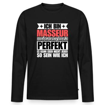 Perfekter Masseur - Männer Premium Bio Langarmshirt - Schwarz - Vorne - Nico (187cm)