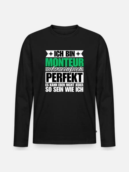 Perfekter Monteur - Männer Premium Bio Langarmshirt - Schwarz