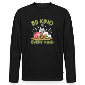 Be kind to every kind Vegan Veganer Veganismus - T-shirt manches longues Premium bio Homme - noir - Devant - Nico (187cm)