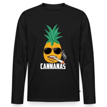 Ananas Cannabis CANNANAS dit joint stoner weed - T-shirt manches longues Premium bio Homme - noir - Devant - Nico (187cm)