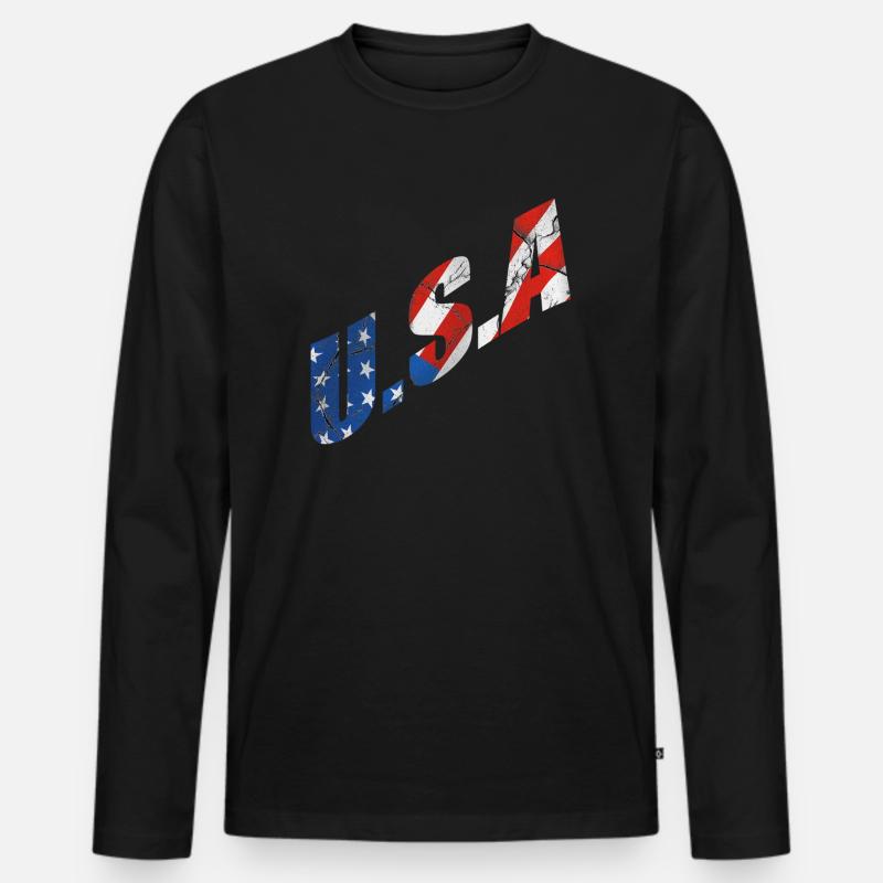 usa - Männer Premium Bio Langarmshirt - Schwarz
