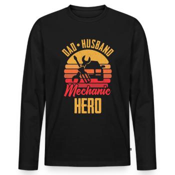 Mécanicien automobile mécanicien mécanicien - T-shirt manches longues Premium bio Homme - noir - Devant - Nico (187cm)