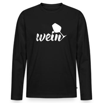 Wein, weiß - Männer Premium Bio Langarmshirt - Schwarz - Vorne - Nico (187cm)