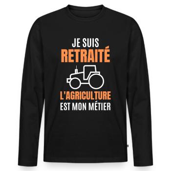 I am retired, agriculture is my job - Men's Premium Organic Long Sleeve Shirt - black - Front - Nico (187cm)