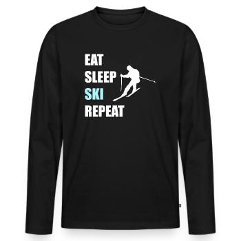 Manger dormir Ski Répéter - T-shirt manches longues Premium bio Homme - noir - Devant - Nico (187cm)