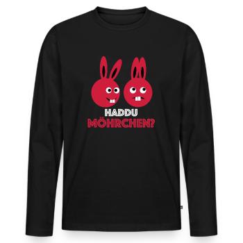 Haddu Möhrchen | Ostern, Osterhase, Osterei - Männer Premium Bio Langarmshirt - Schwarz - Vorne - Nico (187cm)