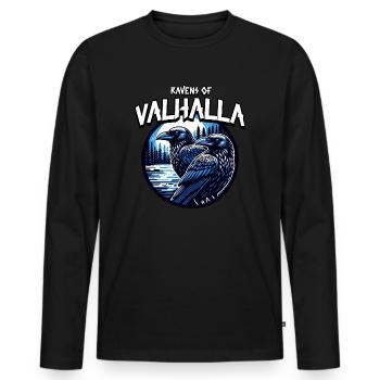Valhalla Viking Ravens Symbol: Ravens of Valhalla - Men's Premium Organic Long Sleeve Shirt - black - Front - Nico (187cm)