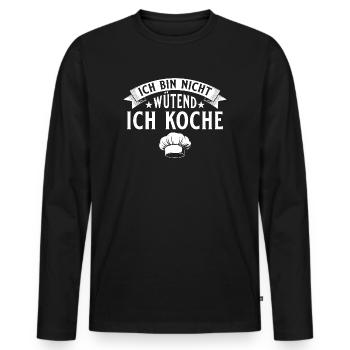 Koch - Ich bin nicht wütend Ich Koche - Männer Premium Bio Langarmshirt - Schwarz - Vorne - Nico (187cm)