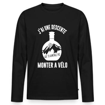 une descente à monter à vélo,cycliste,apéro - T-shirt manches longues Premium bio Homme - noir - Devant - Nico (187cm)