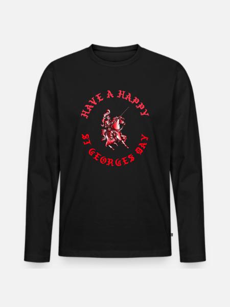 St George, Englisches Erbe - Männer Premium Bio Langarmshirt - Schwarz