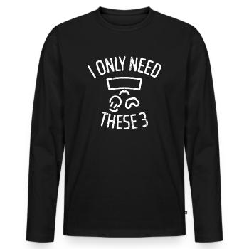 Je n’ai besoin que de ces trois - Gaming - T-shirt manches longues Premium bio Homme - noir - Devant - Nico (187cm)