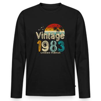 1983 Born in 1983 Vintage Retro - Men's Premium Organic Long Sleeve Shirt - black - Front - Nico (187cm)