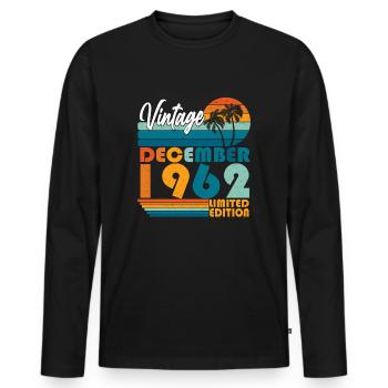 December 1962 Vintage Retro Birthday - Men's Premium Organic Long Sleeve Shirt - black - Front - Nico (187cm)