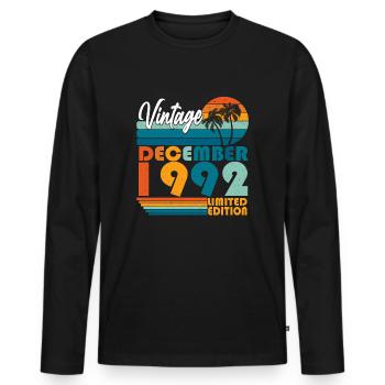 December 1992 Vintage Retro Birthday - Men's Premium Organic Long Sleeve Shirt - black - Front - Nico (187cm)