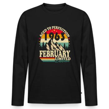 February 1963 Vintage Birthday Retro Gift - Men's Premium Organic Long Sleeve Shirt - black - Front - Nico (187cm)