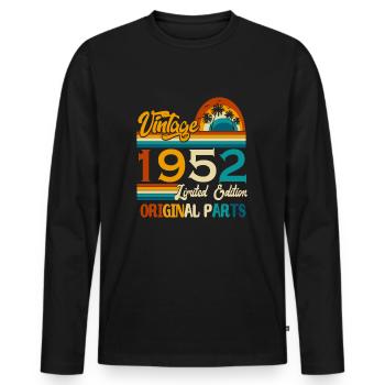 1952 born vintage birthday gift - Men's Premium Organic Long Sleeve Shirt - black - Front - Nico (187cm)