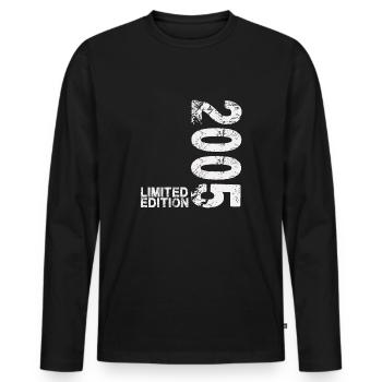 18 anniversaire 18 ans né 2005 - T-shirt manches longues Premium bio Homme - noir - Devant - Nico (187cm)
