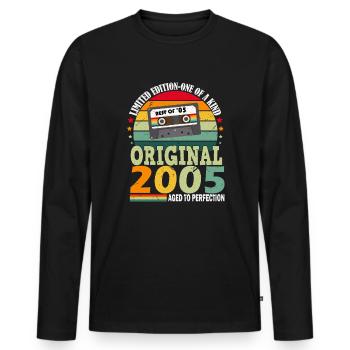 Original 2005 vintage vintage retro anniversaire - T-shirt manches longues Premium bio Homme - noir - Devant - Nico (187cm)
