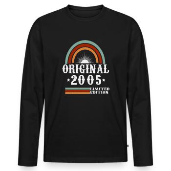 Original 2005 Vintage vintage retro anniversaire - T-shirt manches longues Premium bio Homme - noir - Devant - Nico (187cm)
