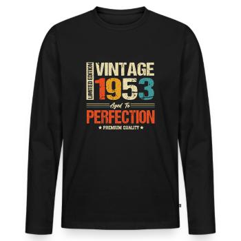 Vintage 1953 vintage anniversaire rétro cadeau - T-shirt manches longues Premium bio Homme - noir - Devant - Nico (187cm)