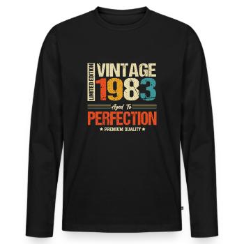 Vintage 1983 vintage anniversaire rétro cadeau - T-shirt manches longues Premium bio Homme - noir - Devant - Nico (187cm)