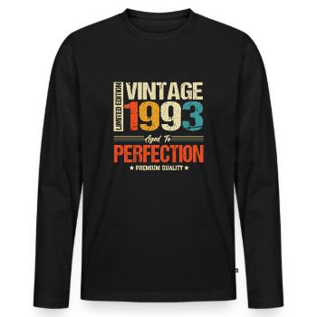 Vintage 1993 vintage anniversaire rétro cadeau - T-shirt manches longues Premium bio Homme - noir - Devant - Nico (187cm)