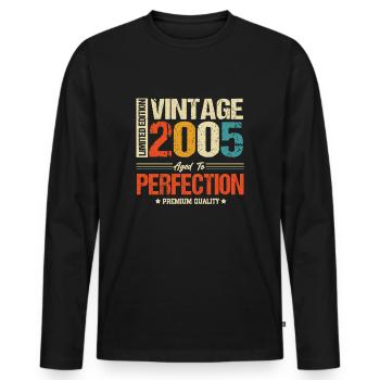 Vintage 2005 vintage anniversaire cadeau rétro - T-shirt manches longues Premium bio Homme - noir - Devant - Nico (187cm)