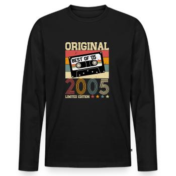 Né en 2005 Vintage Anniversaire Rétro - T-shirt manches longues Premium bio Homme - noir - Devant - Nico (187cm)