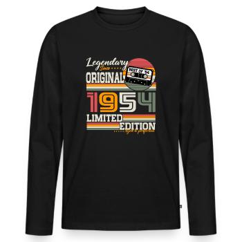 Legendary Since 1954 Vintage Birthday Gift - Men's Premium Organic Long Sleeve Shirt - black - Front - Nico (187cm)