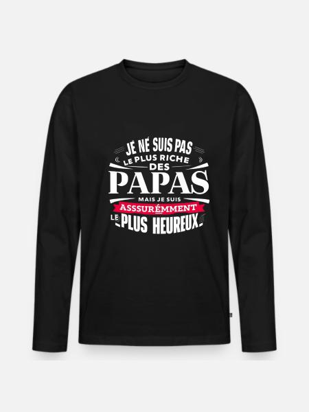 PAPAS LE PLUS RICHE - T-shirt manches longues Premium bio Homme - noir