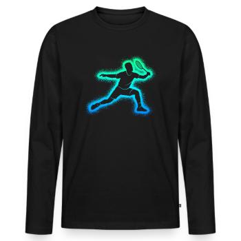 Badminton Badminton Joueurs Enfants Hommes Badminton - T-shirt manches longues Premium bio Homme - noir - Devant - Nico (187cm)